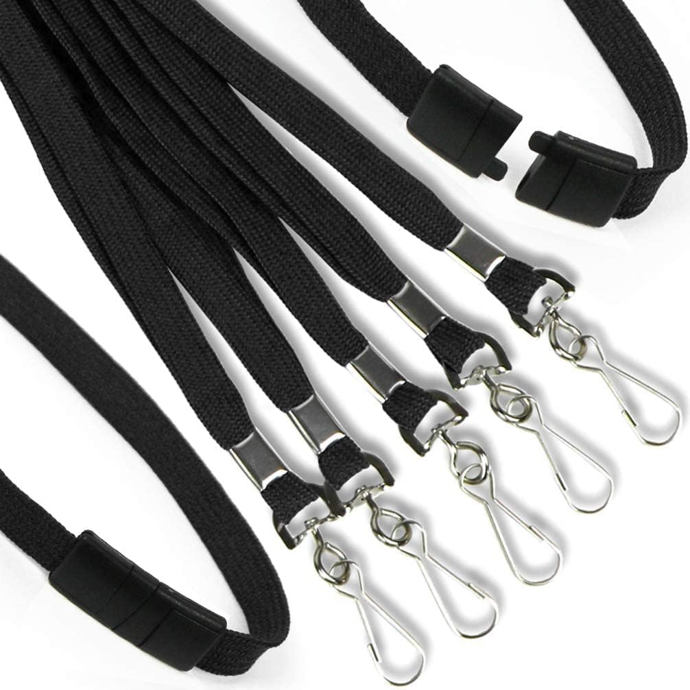 Ollain 25 Pack Breakaway Lanyard with J-Hook Bulk Flat Lanyards for Name tag ID Badges