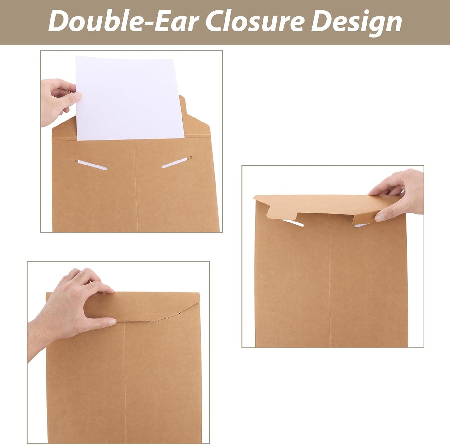 25 Pack 12 x 16 Inch Brown Rigid Mailers, Sturdy Kraft Paper Tab Lock Rigid Mailers, Double Wall Rigid Cardboard Envelopes Mailers for Shipping Photos Documents Gift Cards CDs