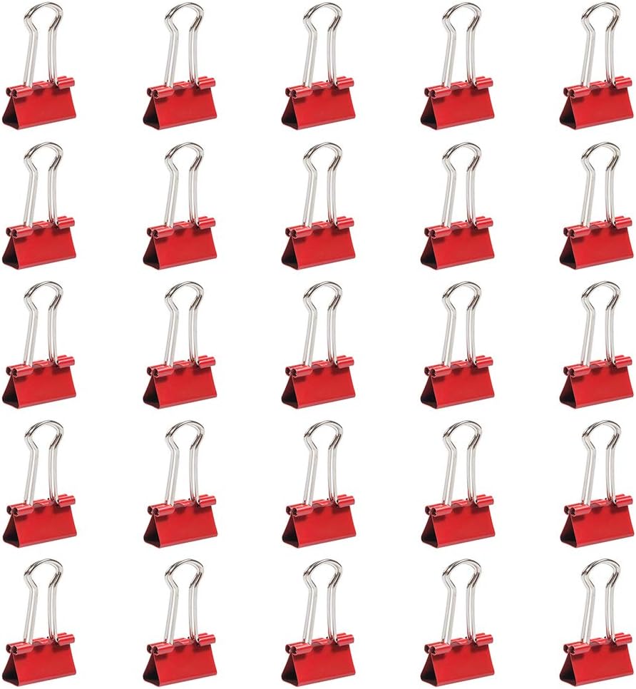 JAM PAPER Colorful Binder Clips - Small - 3/4 Inch (19 mm) - Red Binderclips - 25/Pack