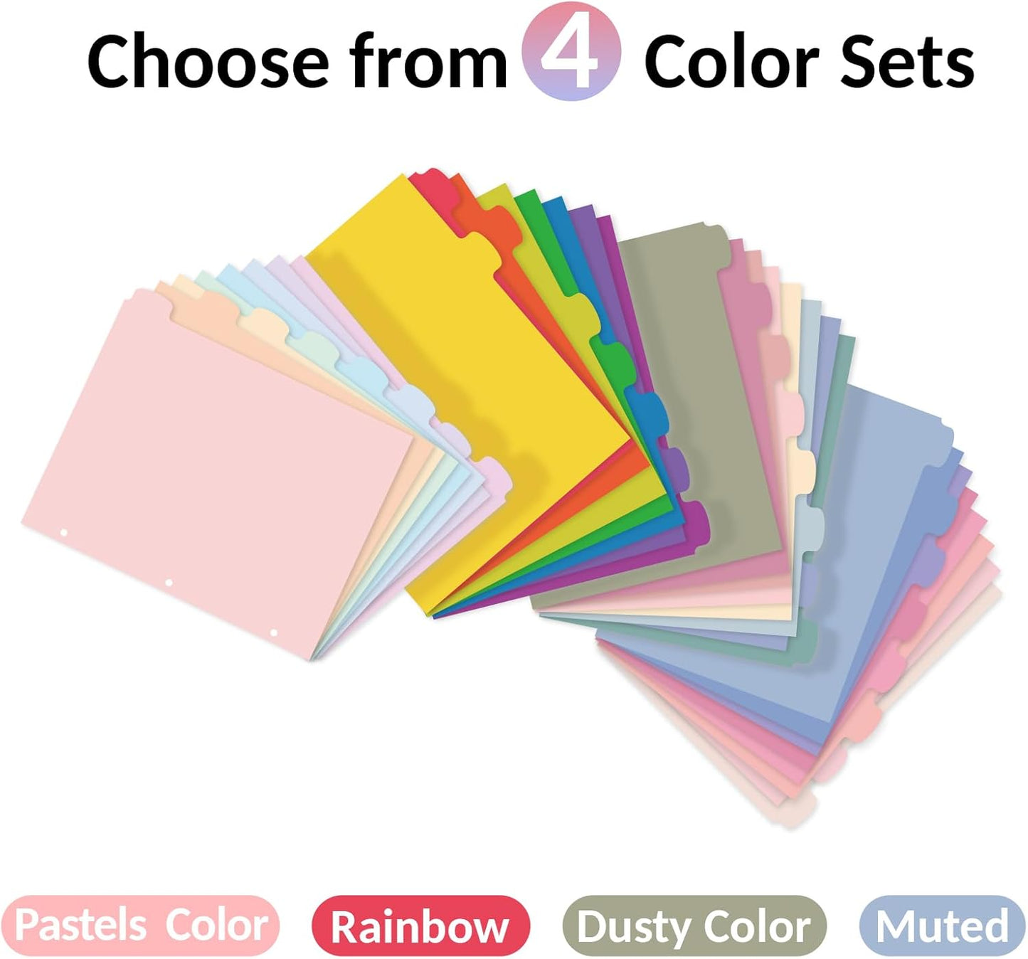 Sooez 8 Tabs Long-Lasting Plastic Write & Erase Large Tabs Dividers for 3 Ring Binder, Aesthetic Cute Pastels Binder Dividers for Student, Teacher, Office, Home Organizers, 3 Sets, Dusty Color