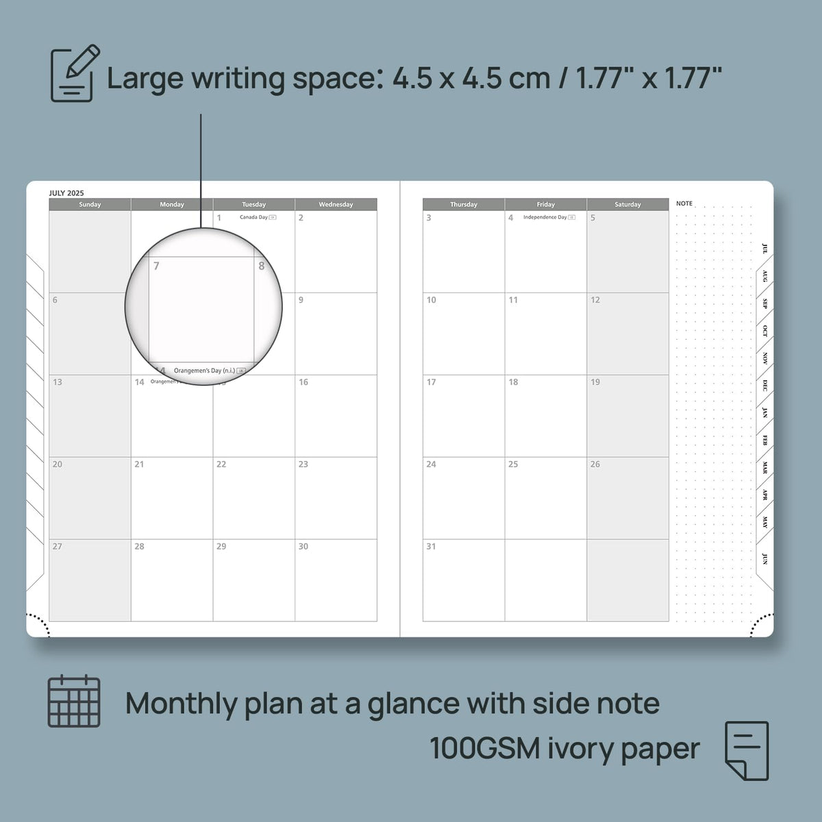 POPRUN Planner 2025-2026 (Large 8.5''x 10.5''), Horizontal Weekly Notebook Jul.2025 - Jun.2026, Academic Appointment Book with Monthly Tabs, Leather Hardcover, Inner Pocket, 100 GSM - Black