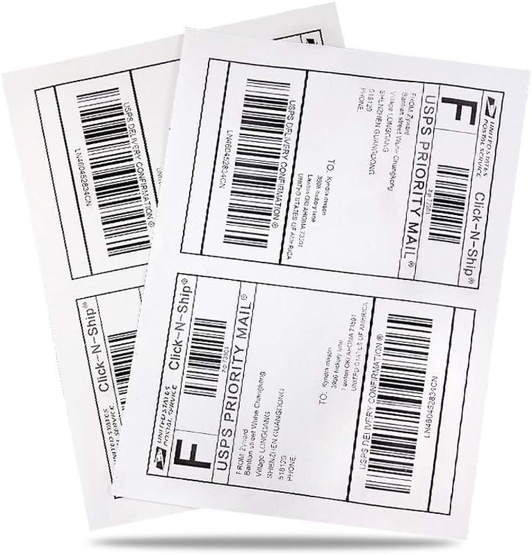 8.5" x 5.5" Half Sheet Self Adhesive Shipping Labels for Laser or Inkjet Printer (10000 Labels)