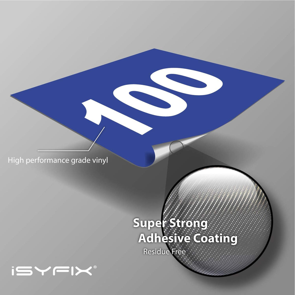 iSYFIX Blue Consecutive Number Stickers – 1 to 100, 4-inch, 1 Set – Vinyl Self Adhesive Premium Decal, Ideal for Inventory, Storage, Organizing, Boxes, Bins, Toolbox, Lockers & More, Indoor/Outdoor