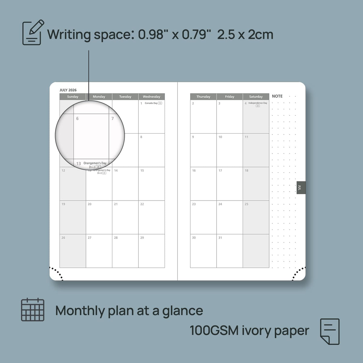 POPRUN Weekly Planner 2026 Calendar (Pocket 4'' x 6.25'') 12 Months Notebook with Horizontal Layout, Leather Hardcover, Inner Pocket, 100GSM Thick Paper, Pen Holder TJ - Lavender