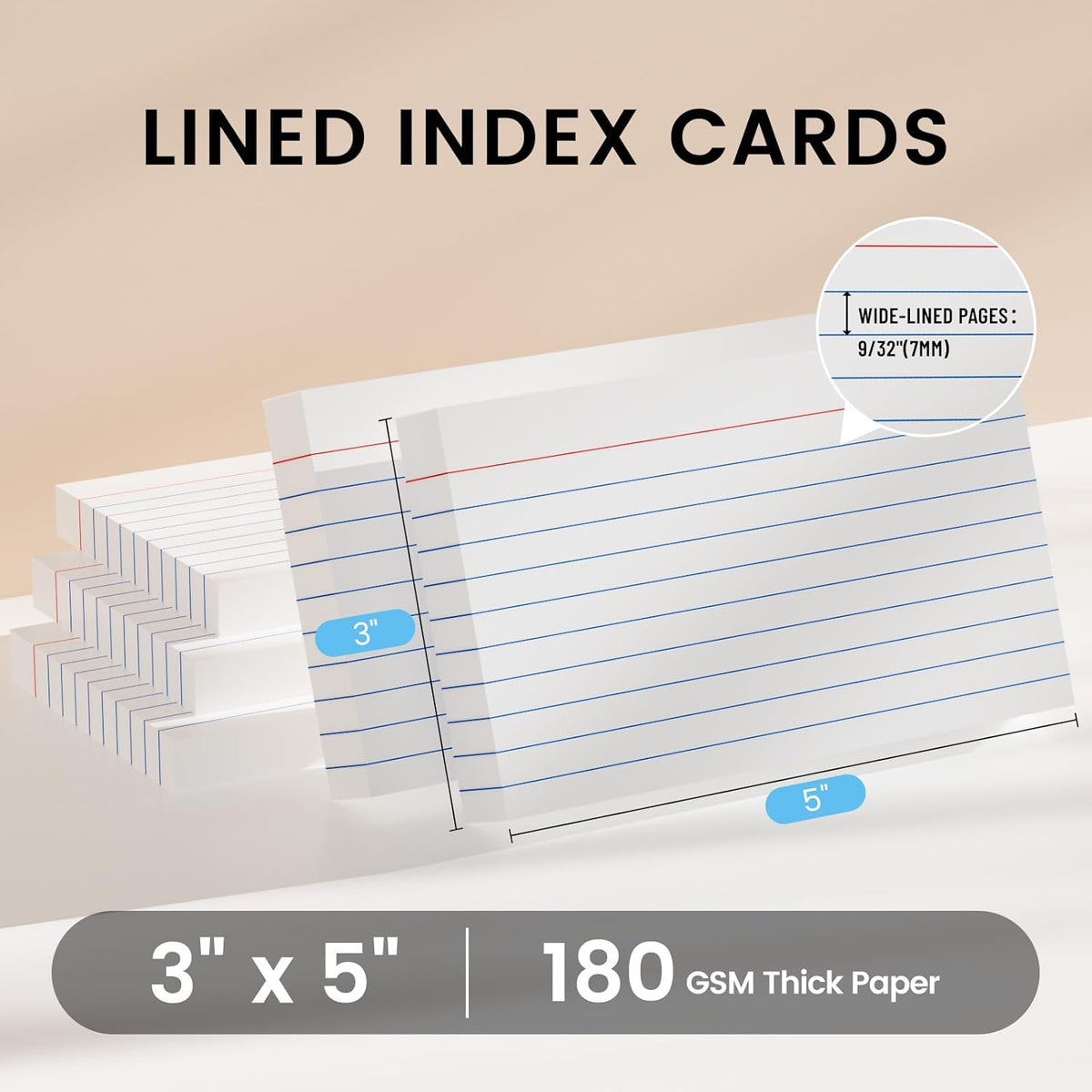 Index Cards 3x5 Inch, 500sheets, Flash Cards,Ruled Lined White Note Cards Paper For Studying, Schools Supplies, College, Office And Home Organization, Note Taking Supplies