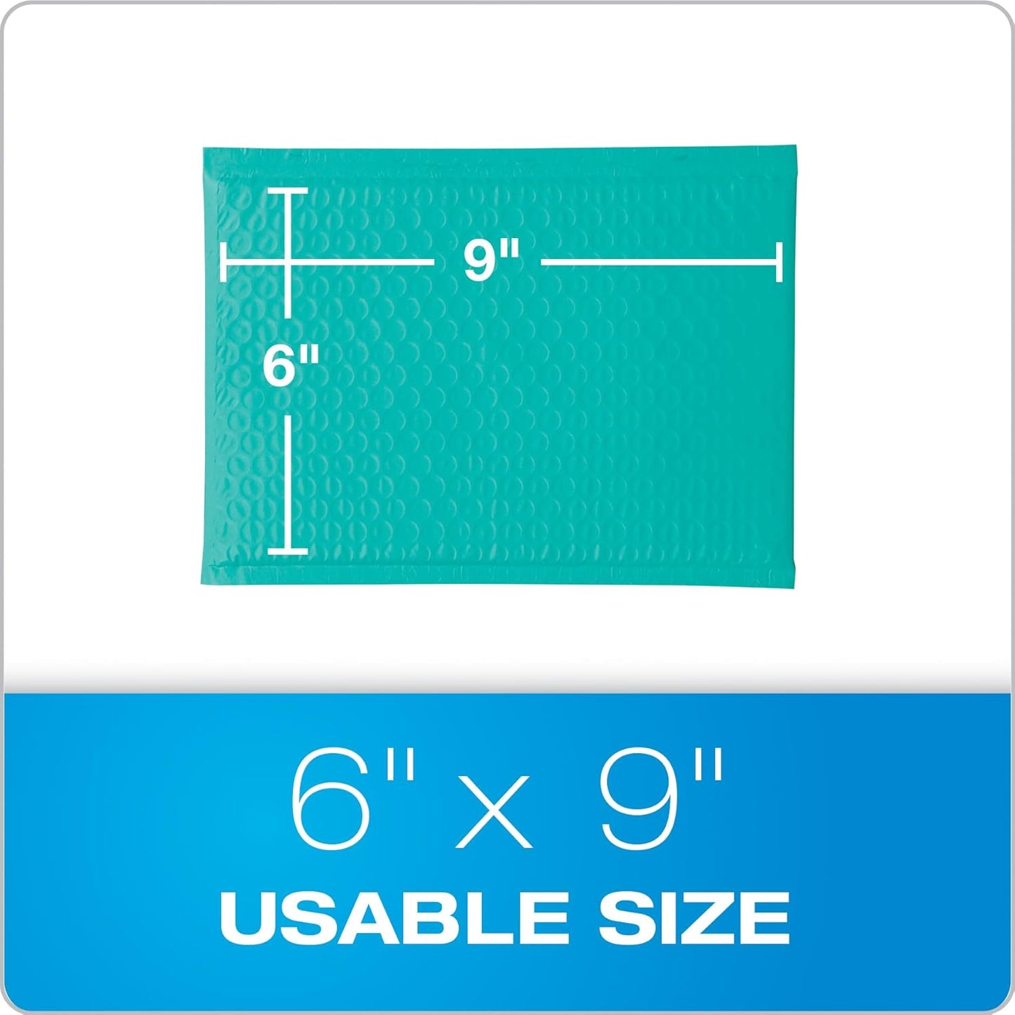 Quality Park Bubble Mailers, 6 x 9 Inch, Teal Poly Mailers, Padded Envelopes, Shipping Envelopes, Water Resistant, Self Seal, 50 Per Box (QUA85857)