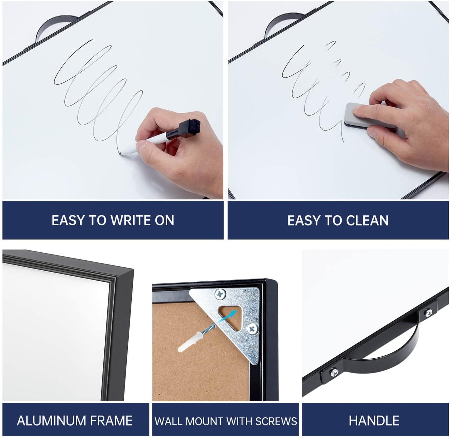 TSJ OFFICE Small White Board - 12 X 16 Inches Portable Aluminum Frame Magnetic Dry Erase Board with Holder, to Do List Notepad for Office, Home, School