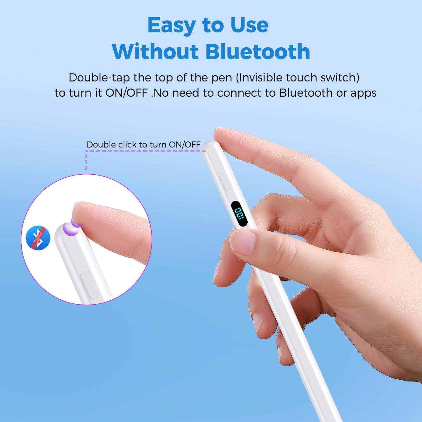 iPad Stylus Pencil(5 Extra Tips) with Magnetic Attachment,USB-C Faster Charge,Tilt Sensitivity Palm Rejection,Compatible with2018-2025 iPad ProM4/12.9/11,Air M3/M2/3/4/5,iPad6-11,Mini5/6/7Gen（White）