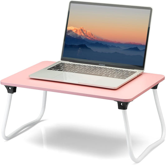 Foldable Lap Desk, Portable Bed Table, Laptop Stand, Lightweight & Mini Table for Breakfast/Picnic/Drawing/Couch/Floor - Pink