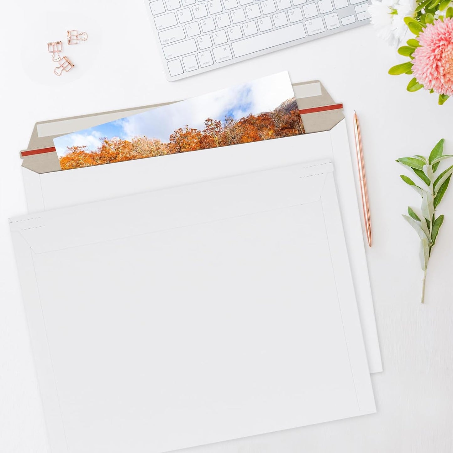 50 Pack 11x14 inch White Rigid Mailer, Self Seal Photo Document Mailers, Stay Flat White Cardboard Envelopes Photography Mailers for Papers,Photos, Document