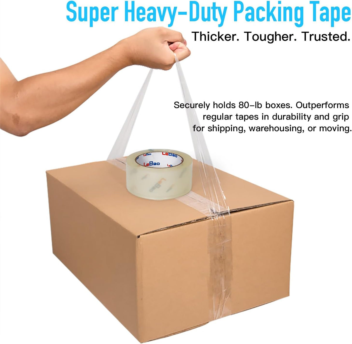 Heavy Duty Packing Tape for Moving Boxes - 1.88" x 360Yds (6 Rolls) Clear Moving Tape for Boxes, Secure Sealing for Cardboard, Bubble Wrap, Shipping Supplies (2, Plastic Dispenser)