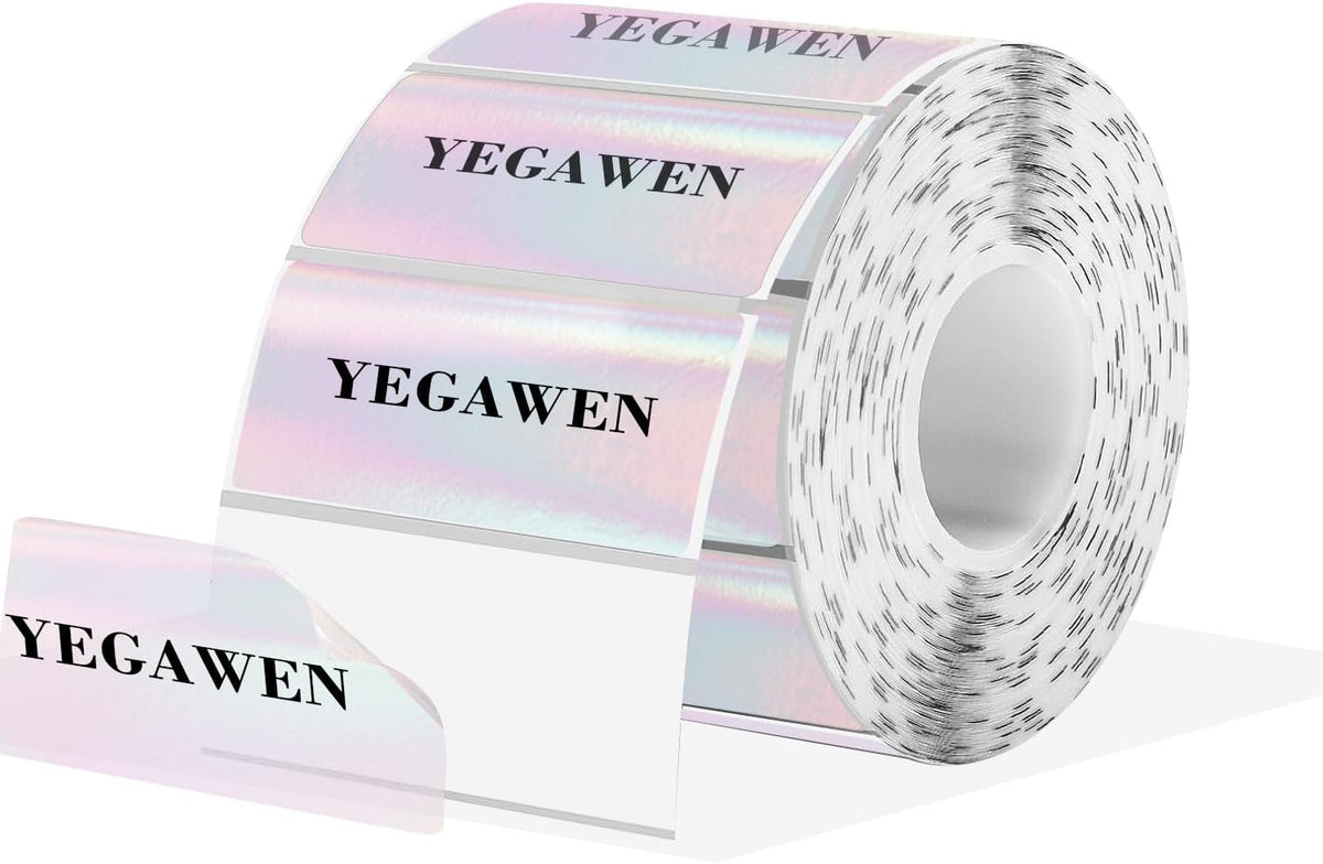 Transparent Thermal Labels Stickers, 2.25 x 1.25 Inch Clear Thermal Labels, Transparent Holographic Pink Direct Thermals Label, Perforation Line Design- 200 Sheets