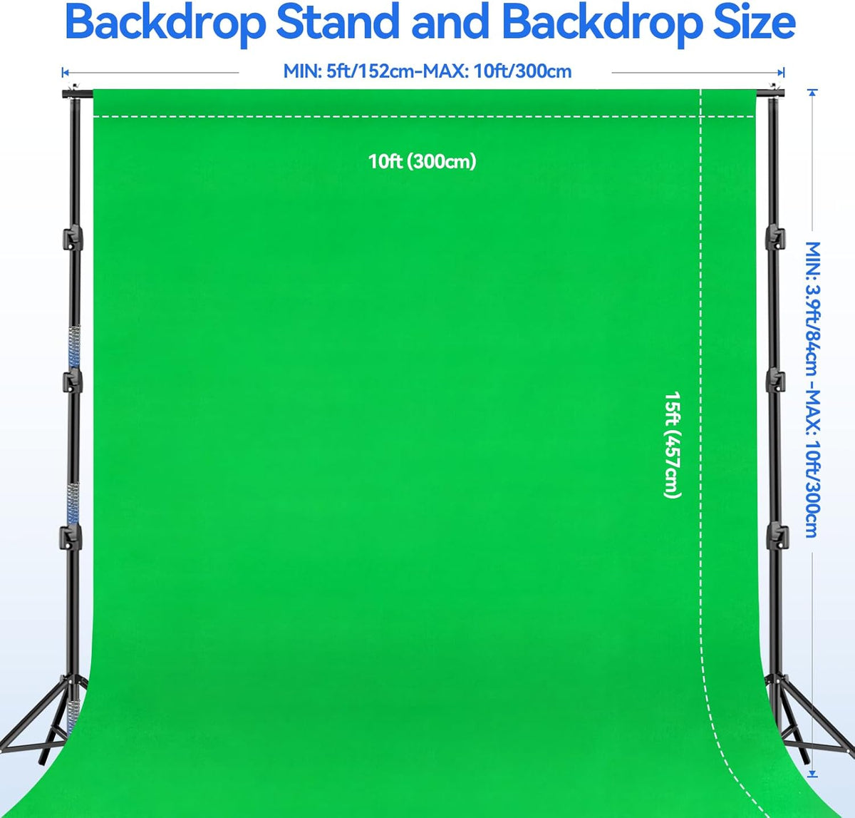 EMART Photo Video Studio 10 x 10ft Green Screen Backdrop Stand Kit, Photography Background Support System with 10 x15ft Muslin Chromakey Curtain for Photography Shooting