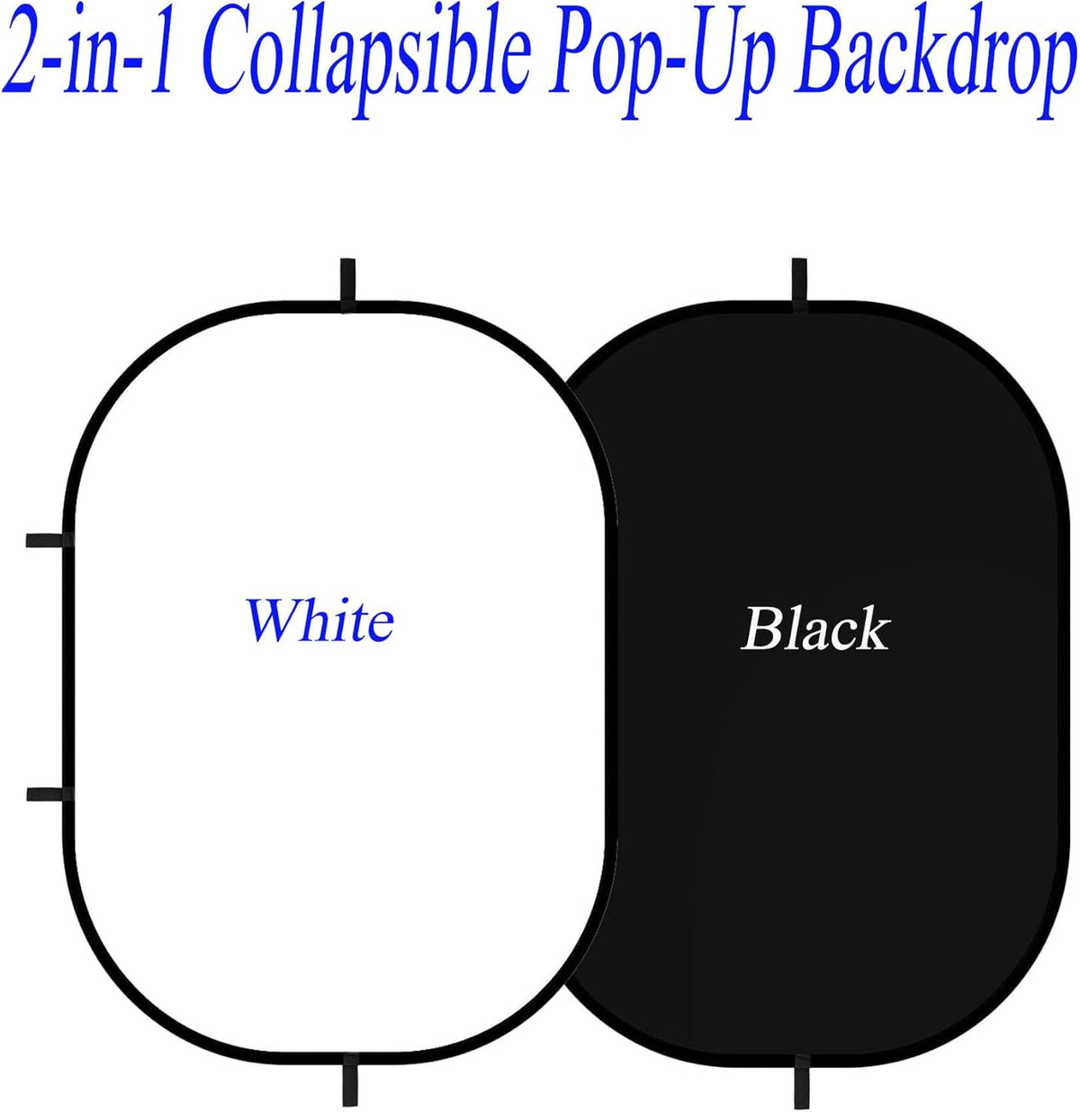 5x6.6ft/1.5×2m Chromakey Backdrop, 2-in-1 Black Screen and White Screen, Collapsible Reversible Pop Up Background for Photography Studio, Live Streaming, Video Shooting (Black/White)