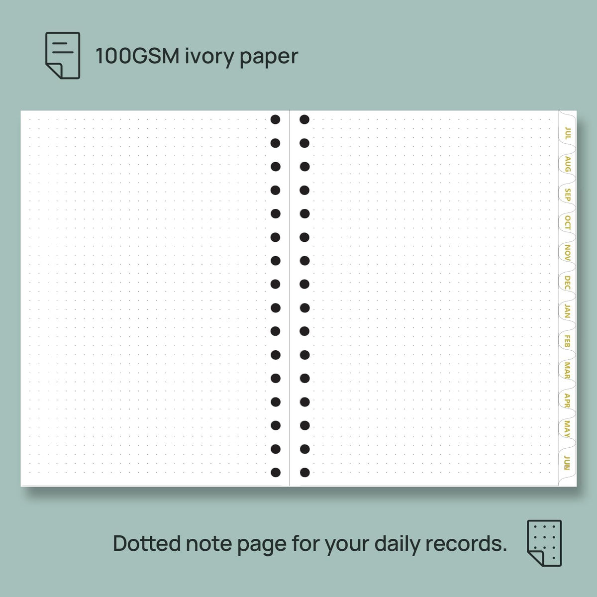 POPRUN Monthly Planner 2025-2026 Spiral Hardcover (6.25'' x 8.5''), 18 Months Calendar (Jul.2025 - Dec.2026)- 2 Pages per Month with Dotted Note Pages, Sunday Start, Laminated Tab - Midnight Green
