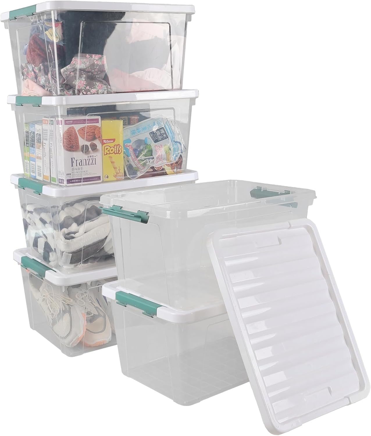 Xyskin 35 Quart Clear Large Storage Box, Plastic Storage Bins, Set of 6