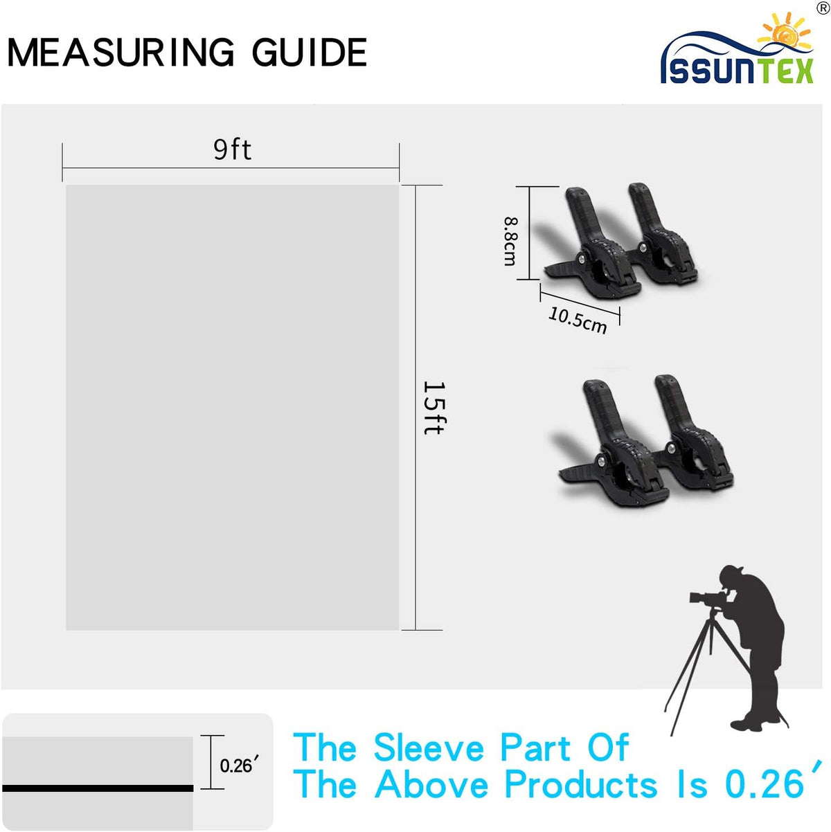ISSUNTEX 9X15 ft Background Polester Backdrop, Photo Studio, Collapsible High Density Screen for Video Photography and Television-Black
