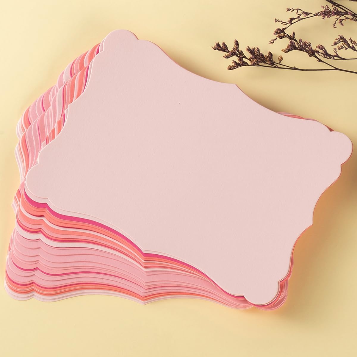 50 Pack Blank Kraft Cards Cardstock Thick Paper Brown Greeting Cards for DIY Gift Card Menus, Baby Shower and Wedding Invitations (Pink, 5 Colors, 4x6IN)