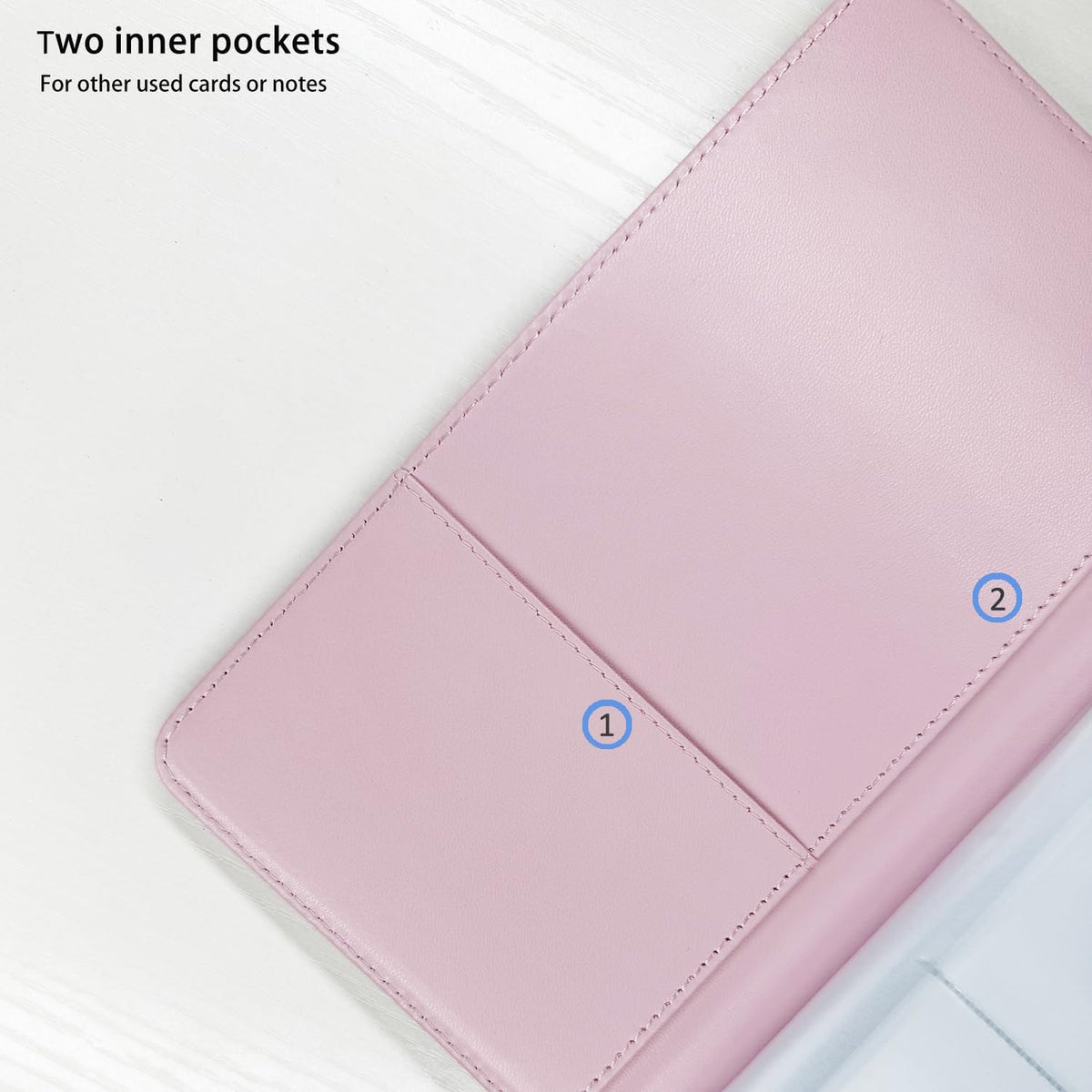 Leather Professional Business Card Holder Book Organizer, 240 Card Slots Capacity Booklet, Premium PU Name Cards Storage Folder with Soft Cover, Credit Card Binder Holder for Men/Women (Light Pink)