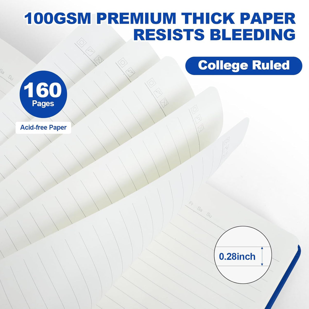 Lined Journal Notebooks for Writing, 100 GSM Thick Paper, 8 Pack Hardcover Notebooks, A5 College Ruled Notebook, Journaling Notebook for School/Travel/Office (8 Assorted Colors)