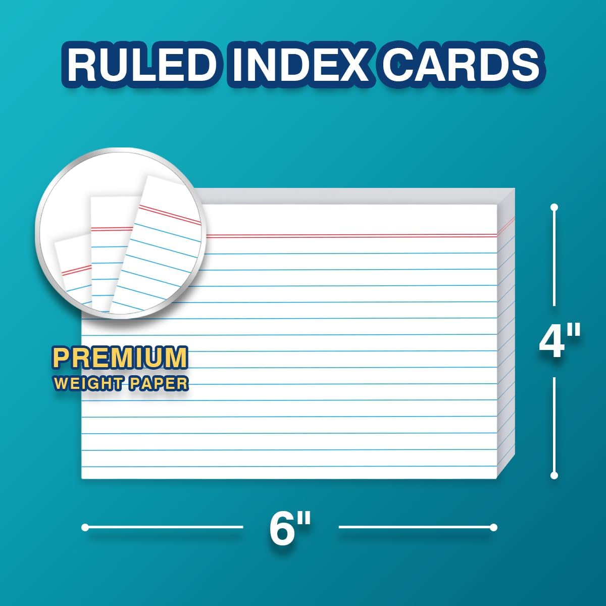 H4D 4x6 Index Card Holder with 100 Heavyweight Ruled Index Cards and 25 Plastic Dividers, Black