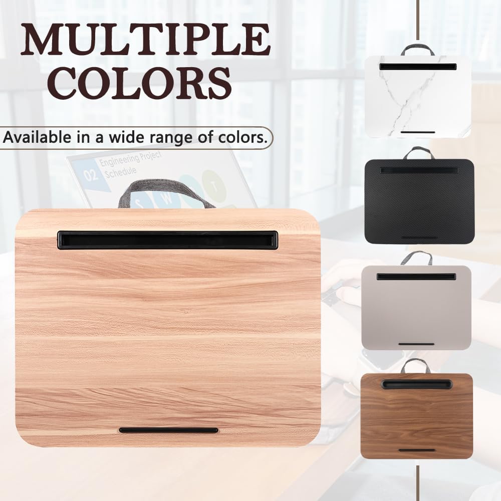 Portable Laptop Desk Fits Up to 16“ Laptops, with Tablet Slot, Built-in Cushion, Great for Home & Office,Lap Desk for Laptop,Lap Desk with Cushion (Warm Brown, Medium)