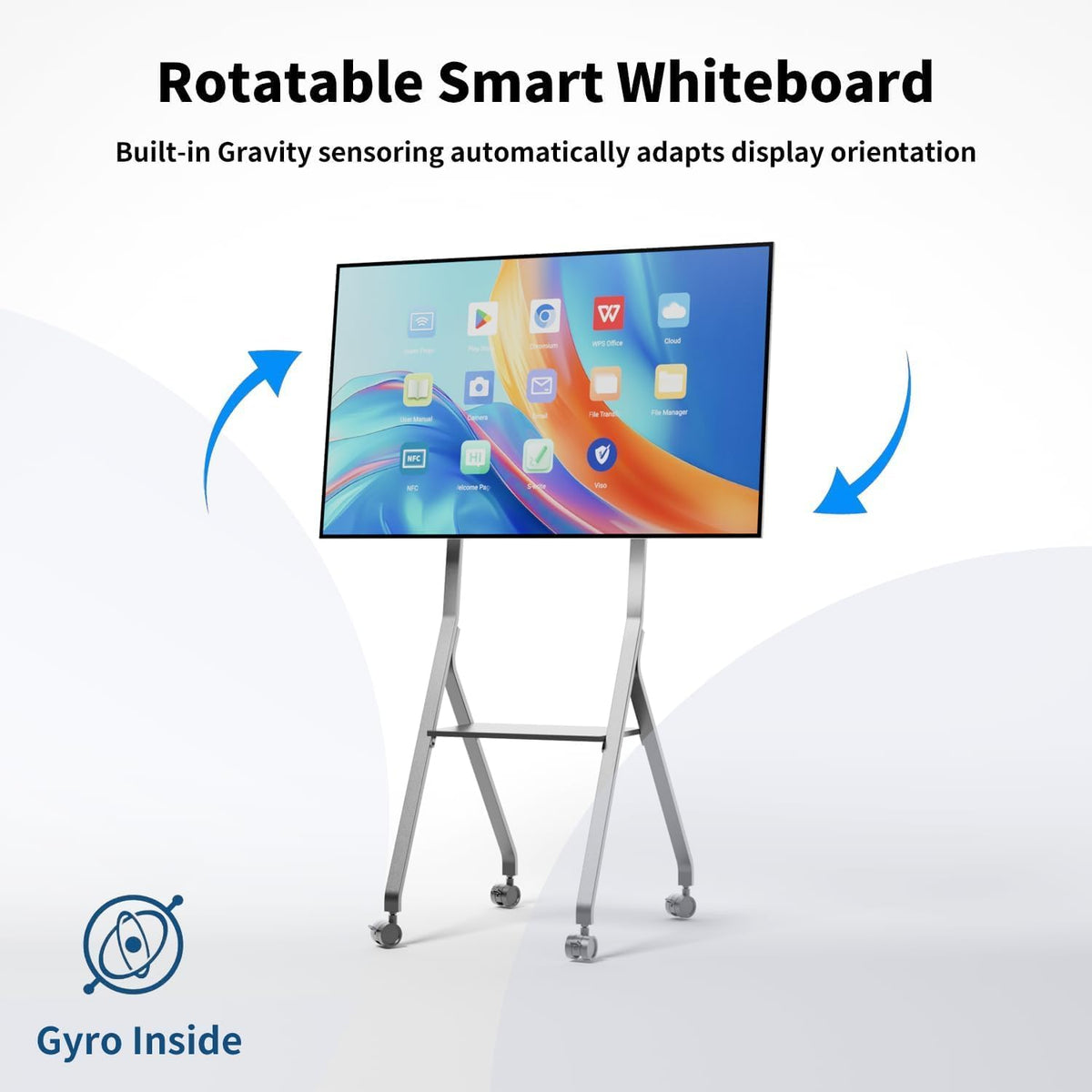 TIBURN FLIP HUB 55" S2 Android 13.0 4K UHD Rotating Smart Board | Digital whiteboard, Ideal for Hybrid Work, Interative Conference and Classroom Electronic Presentation Board with Flip Mobile Stand