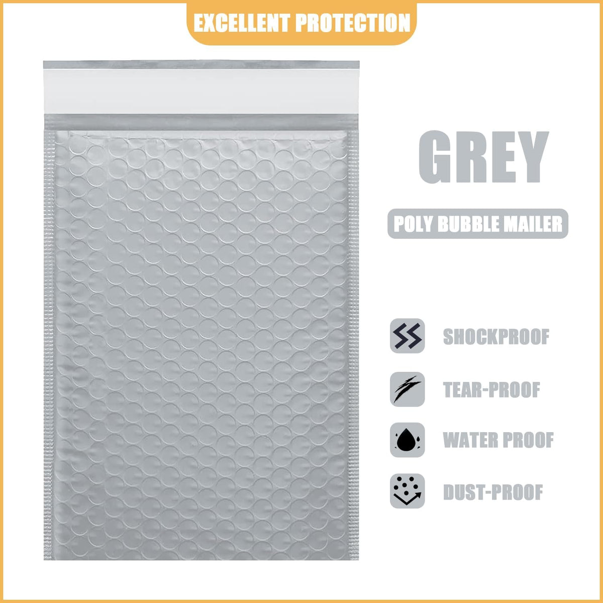 14.25in x 19in Bubble Mailer, Gray Poly Mailer, Padded Envelope, Shipping Envelope, Waterproof, Self-Sealing, For Small Business, Shipping, Mailing, Boutique Packaging(25PCS)