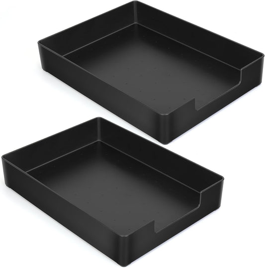 Letter-Size Tray, 2PCS Plastic Stackable A4 Paper Tray, Desk Drawer Organizer, Multi-use Large Storage Basket for Office Home Supplies,13 x 9.6 inch
