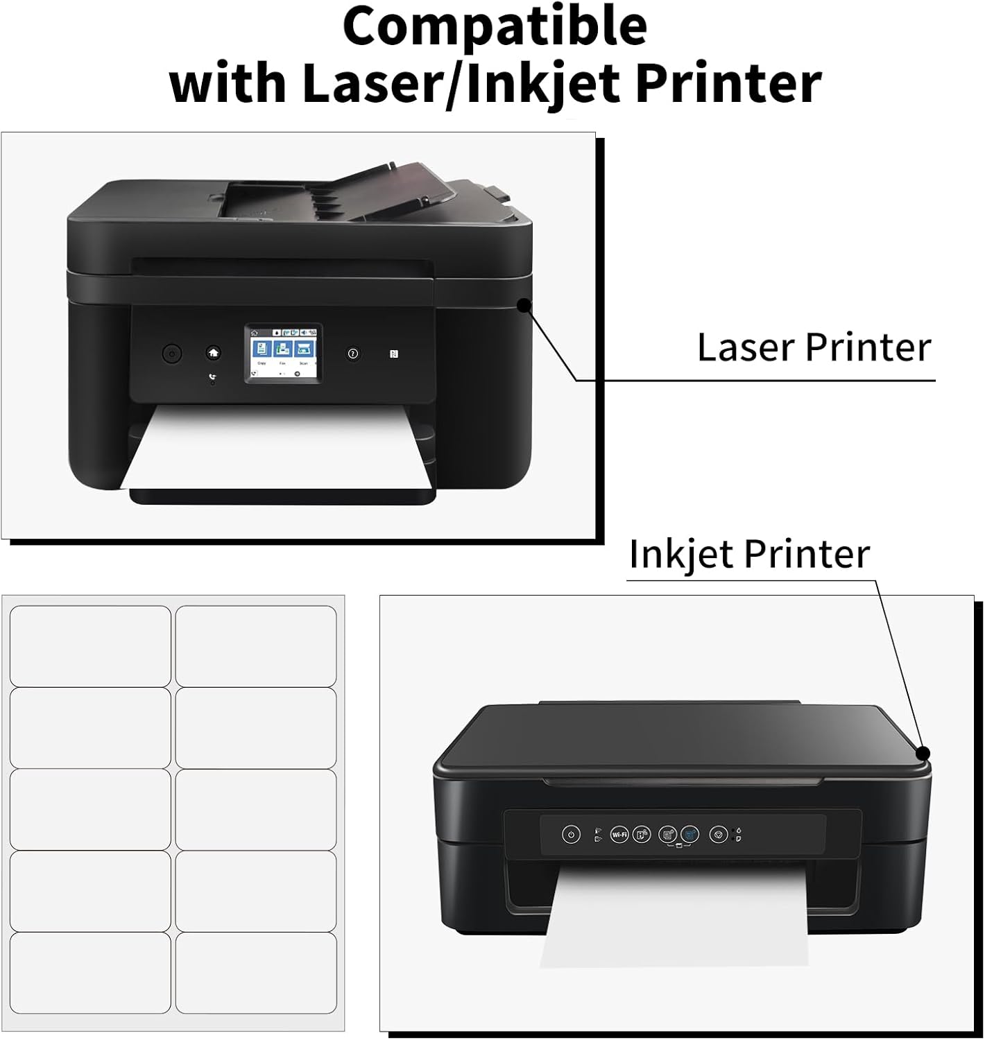 2" x 4" Shipping Labels,10 UP Address Labels,2x4 Label Sticker Paper for Laser/Inkjet Printer,Permanent Adhesive Mailing Label(1000 Sheets)