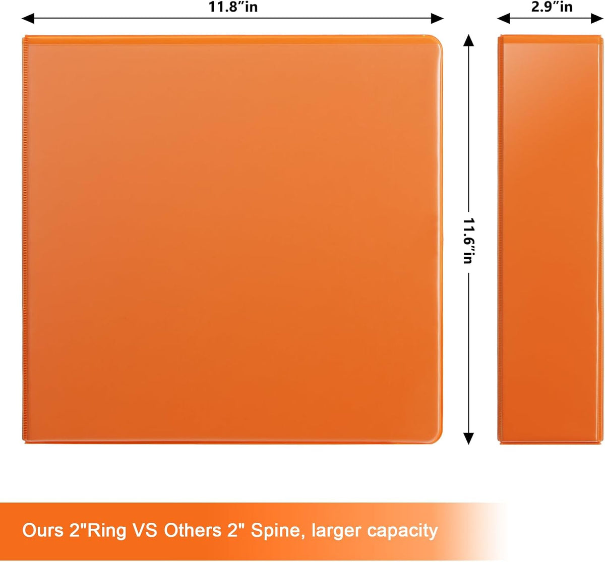 COMIX Sturdy 3 Ring Binder 2 inch with Clear View Cover, 2" Slant-D Ring View Binder Holds 500 Sheets of US Letter Size Paper, 6 Pack (Orange)