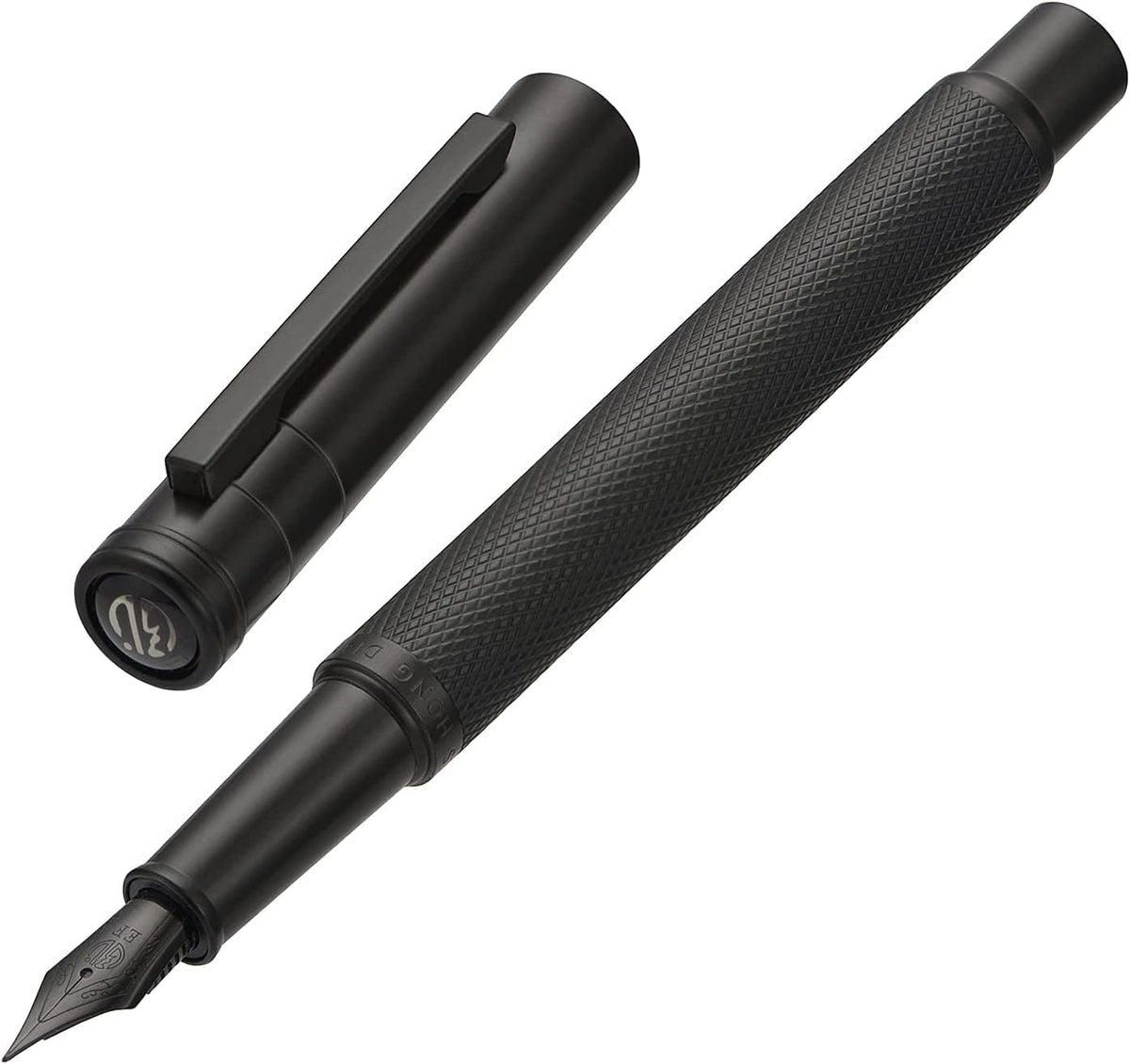 Matte Black Forest Fountain Pen Extra Fine Nib Classic Design with Converter and Metal Pen Box Set by Asvine
