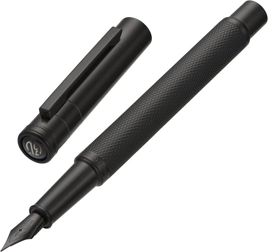Matte Black Forest Fountain Pen Extra Fine Nib Classic Design with Converter and Metal Pen Box Set by Asvine