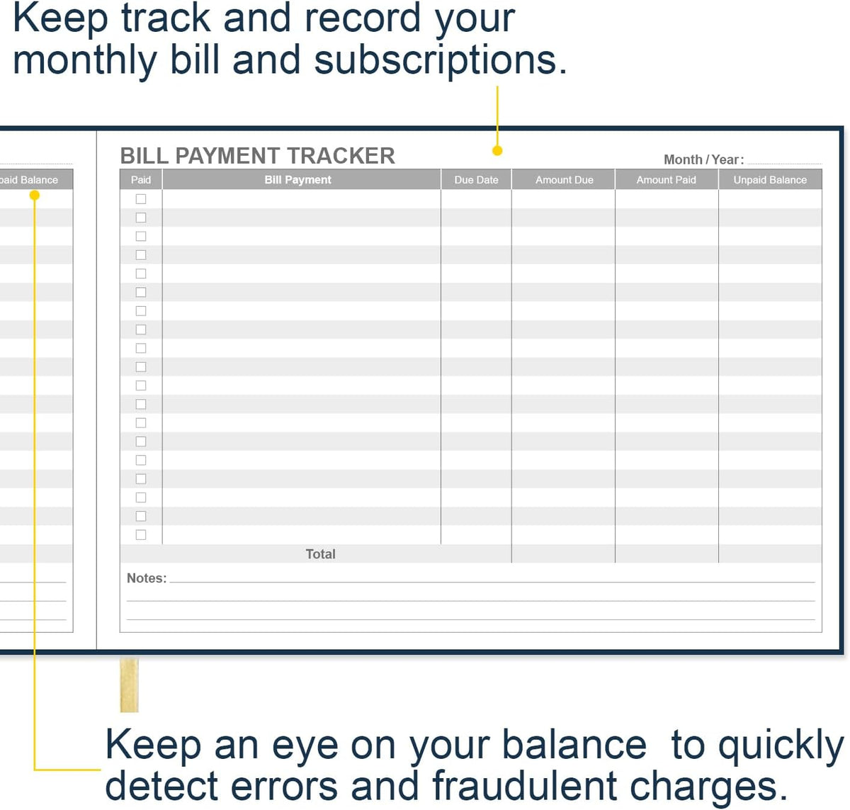 Bill Tracker Notebook - Monthly Bill Organizer & Planner for Personal Budgeting Financial, Payments Checklist Organizer, 7" x 10", Blue