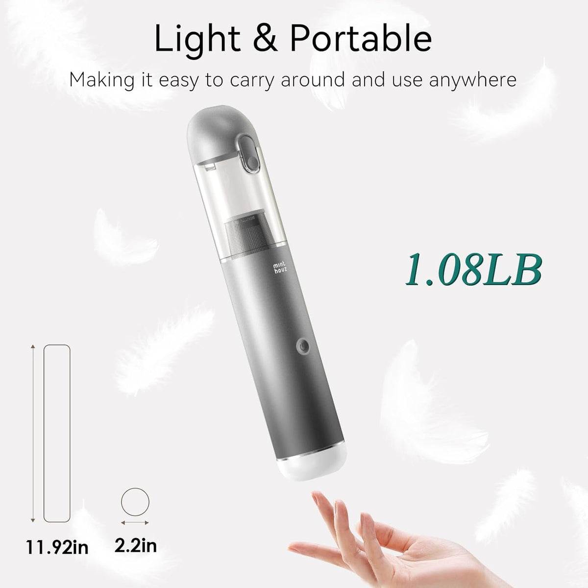 Car Vacuum Portable Cordless 17000Pa - 120W Handheld Vacuum Rechargeable with Blower, Ultra Lightweight Mini Vacuum Cleaner with 2 Filters for Car Home Pet Office Keyboard