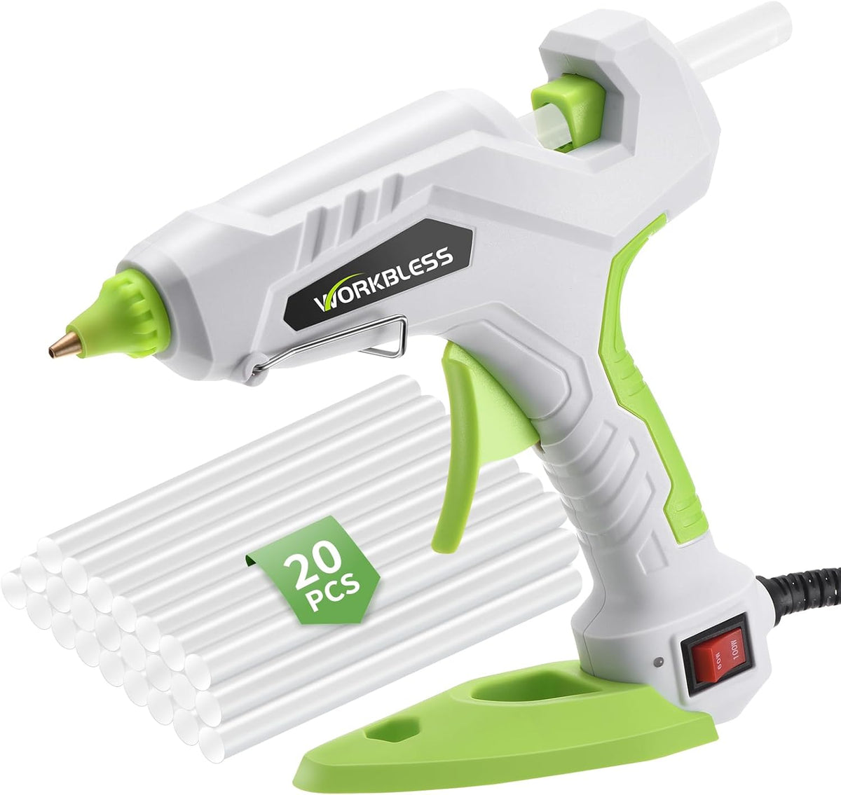 WorkBless Hot Glue Gun, Dual Temp Glue Gun 60W/100W, Fast Heating Heavy and Duty Glue Gun with 20PCS Full Size Glue Sticks for Arts, Home Repair, Professional DIY & Industrial Use