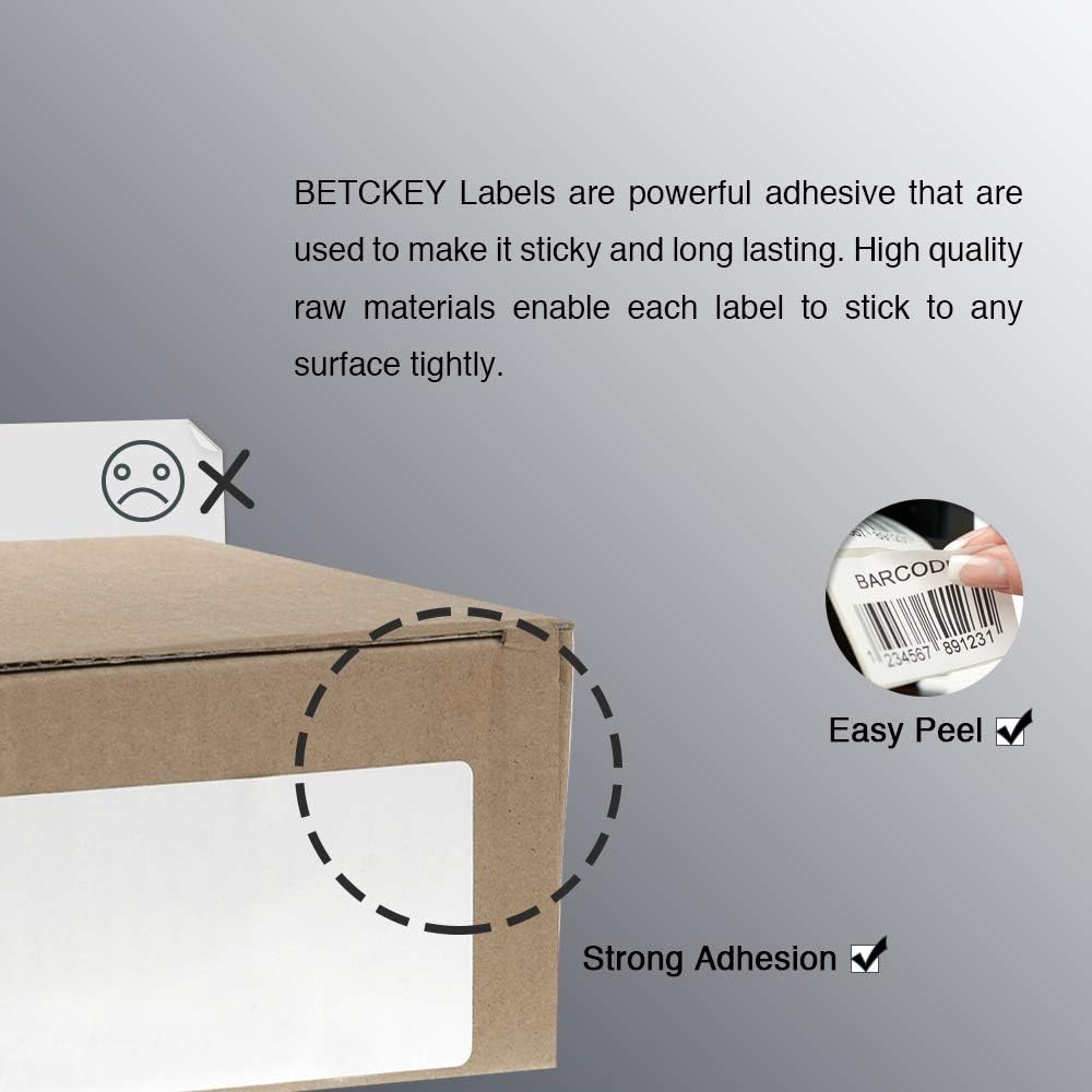 BETCKEY - 3" x 5" (76 mm x 127 mm) Multipurpose & Large Shipping Labels Compatible with Zebra & Rollo Label Printer,Premium Adhesive & Perforated [10 Rolls, 3500 Labels]