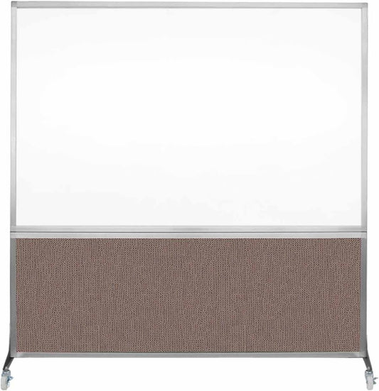 DivideWrite Mobile Whiteboard | Double Sided Dry Erase Board | Portable Office Cubicle Partition | Display for Classrooms, Conference Rooms, Meeting Areas and More | Latte Fabric 6' Wide X 6' Tall