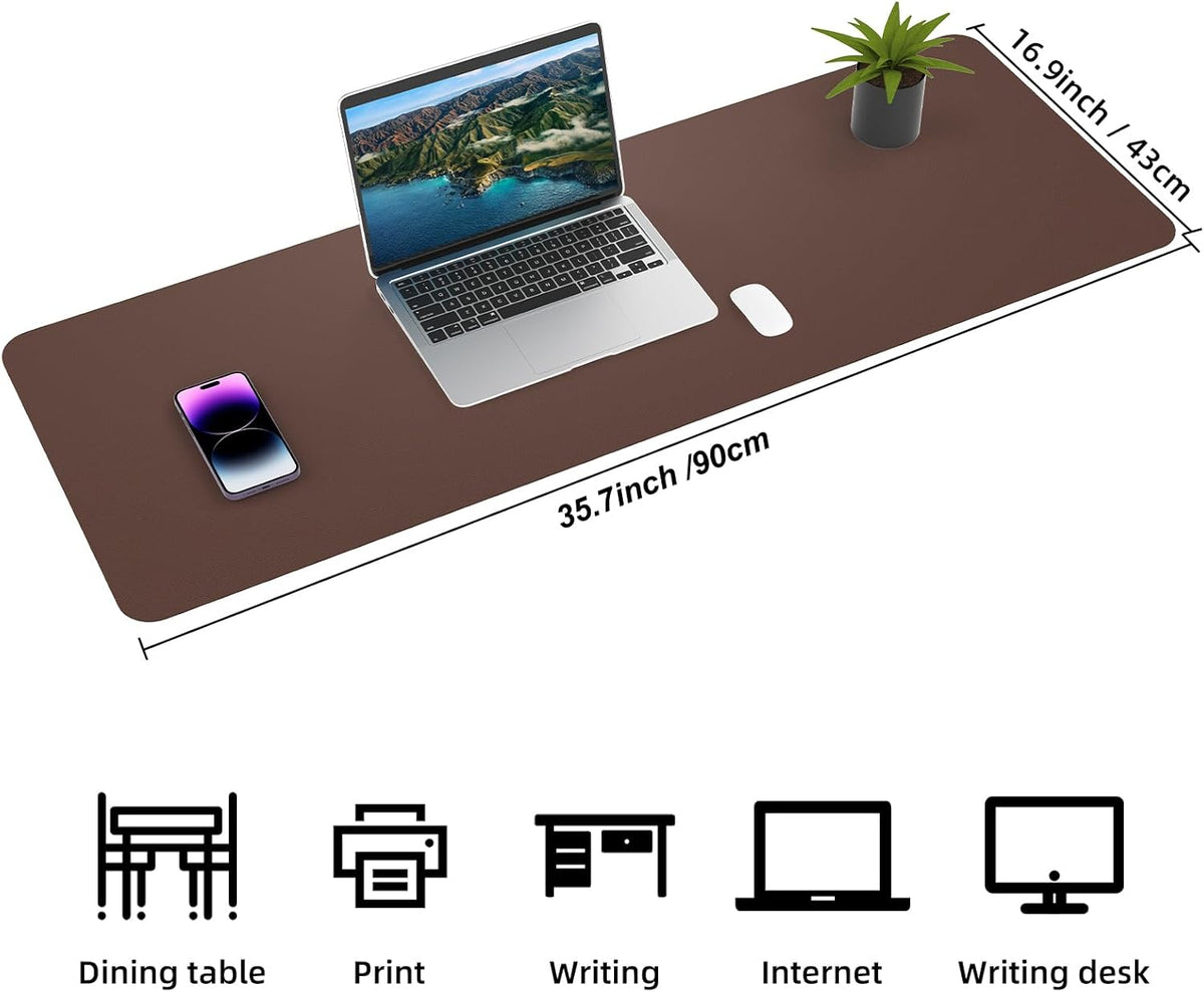 Desk Mat,35.4" x 17" Leather Desk mat,Desk matt for Desktop,Large Mouse Pad,Office Desk mat,Waterproof Desk Blotter pad for Office&Home(Coffee)