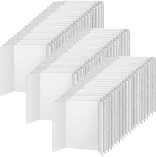 Ctosree 100 Pcs Trifold Poster Board Bulk 14 x 22 Inch Fold Presentation Display Science Project Board for School Workshop Business Projects Exhibition Supplies, White