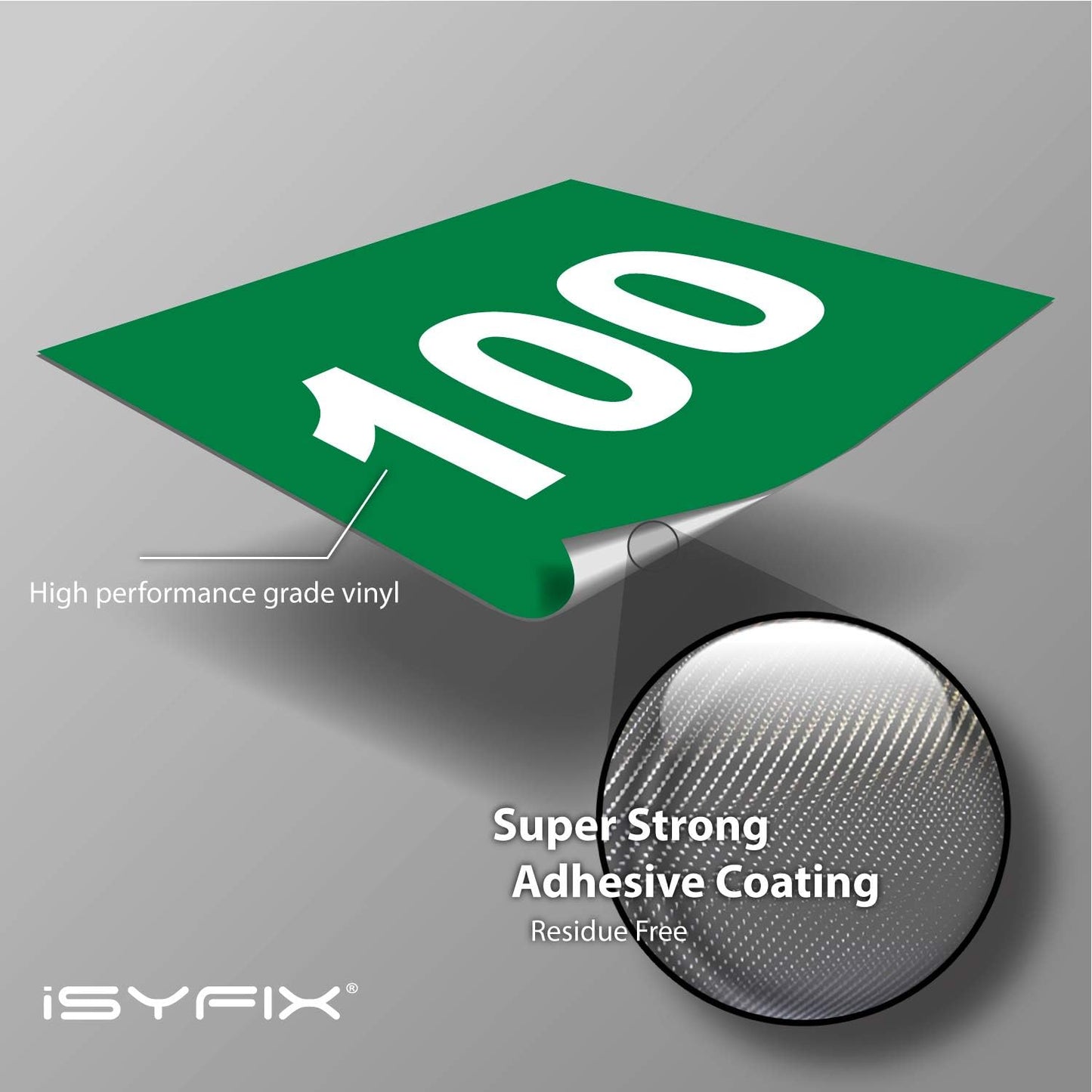 iSYFIX Green Consecutive Number Stickers – 1 to 100, 3-inch, 1 Set – Vinyl Self Adhesive Premium Decal, Ideal for Inventory, Storage, Organizing, Boxes, Bins, Toolbox, Lockers & More, Indoor/Outdoor
