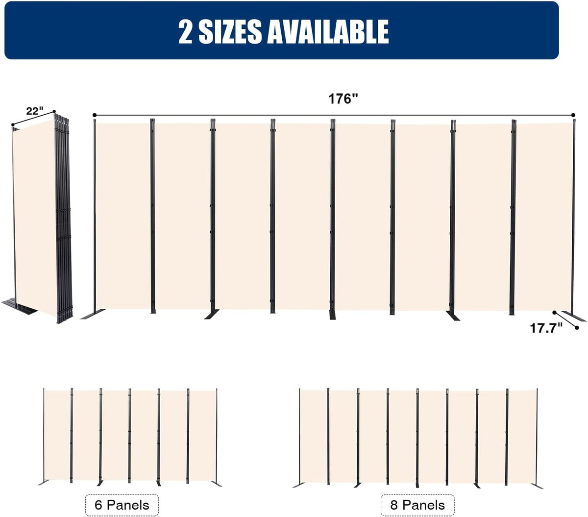 Room Divider and Folding Privacy Screens， Large 8 Panel Room Divider Wall Screen for Room Separtition, Partition Room Dividers Panel, Portable Fabric Wall Divider Room Separator for Office, School