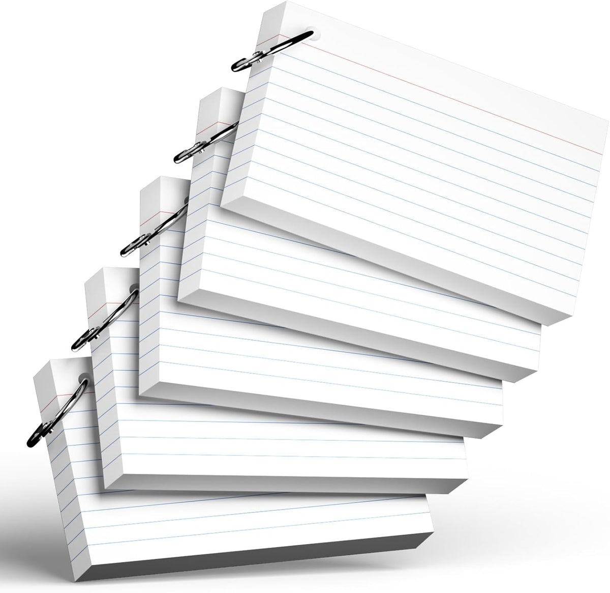 250 Count White Index Cards with Ring 3 x 5 Inch Heavyweight Ruled Index Cards, Flash Cards for School & Office Supplies and Home Organization, Durable Study To Do List Note Cards with Ruled Lines