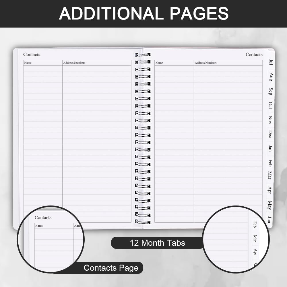 2025-2026 Planner - Monthly Planner Runs July 2025 to June 2026, 6.25" x 8.25", 12 Monthly Tabs, 14 Notes Page, Inner Pocket, Flexible Cover with Twin-Wire Binding, Planners 2025-2026, Black