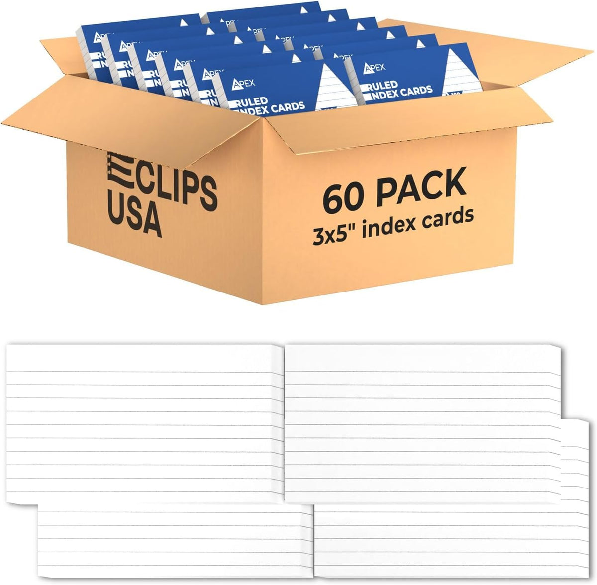 3 x 5 Index Cards Bulk (6000 Cards), Note Cards 4x6, Notecards, Flash Cards For Studying, 100 Per Pack, (60 Pack, 3X5)