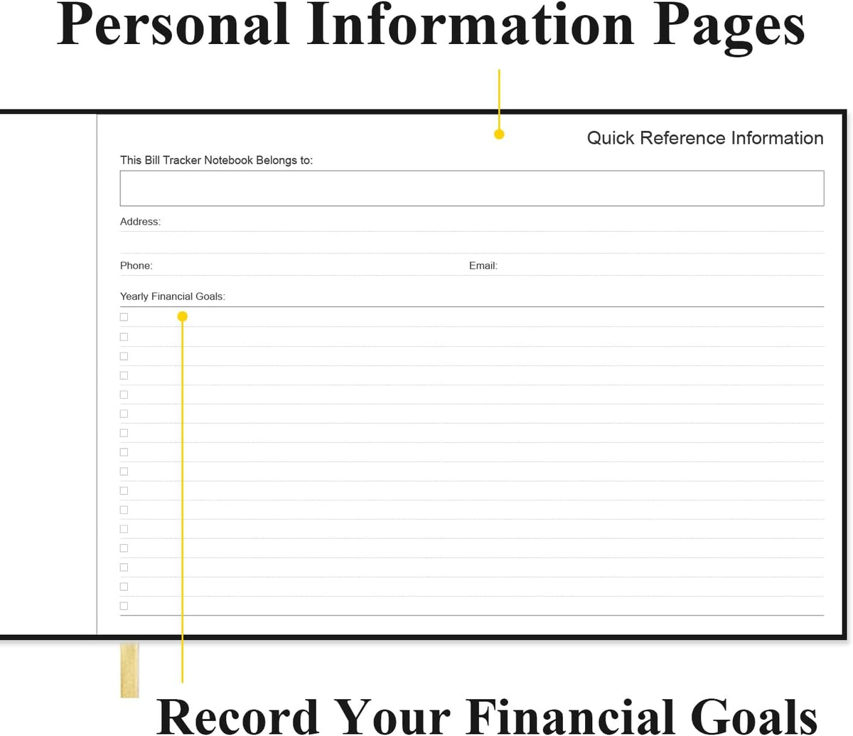 Bill Tracker Notebook - Monthly Bill Organizer & Planner for Personal Budgeting Financial, Payments Checklist Organizer, 7" x 10", Black