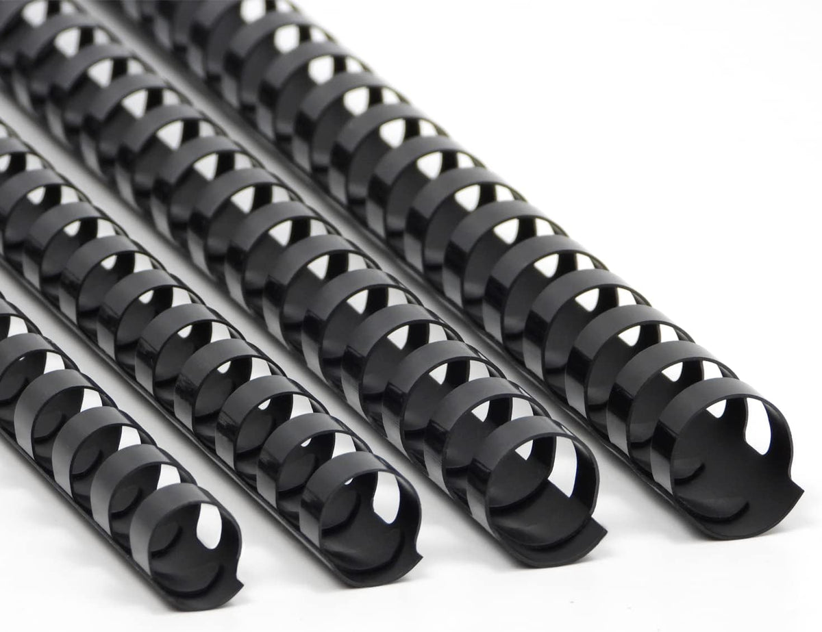 Rayson CR12141618BK Plastic Binding Combs 1/2in. 9/16in, 5/8in, 11/16in, 19-Ring Letter Size, Black Comb Binding Spines, Multi-Size Pack of 80
