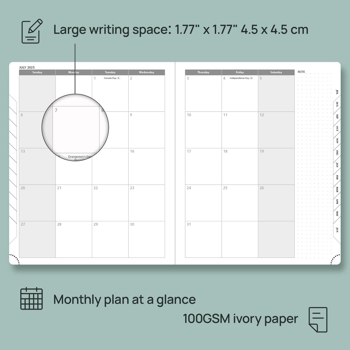 POPRUN Planner 2025-2026, (Large 8.5'' x 10.5'' Hard Cover) Academic Calendar (July 25-June 26) Daily Weekly and Monthly Appointment Book with Hourly Time Slots, Monthly Tabs, 100 GSM - Haze Blue