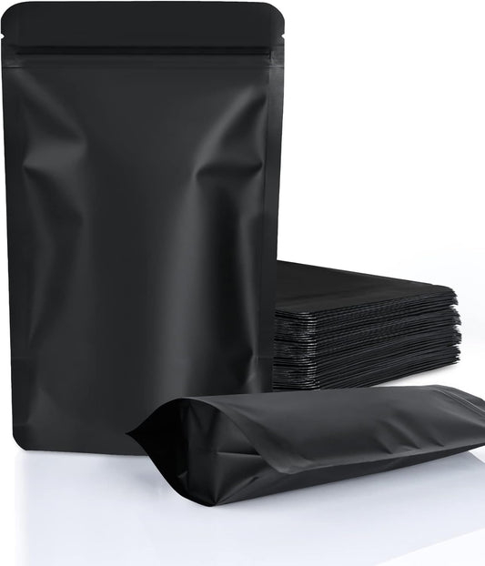100 Pack Resealable Stand Up Bags,7.9" x 11.8" Smell Proof Pouch Sealable Foil Pouch Bags for Packaging (Red)