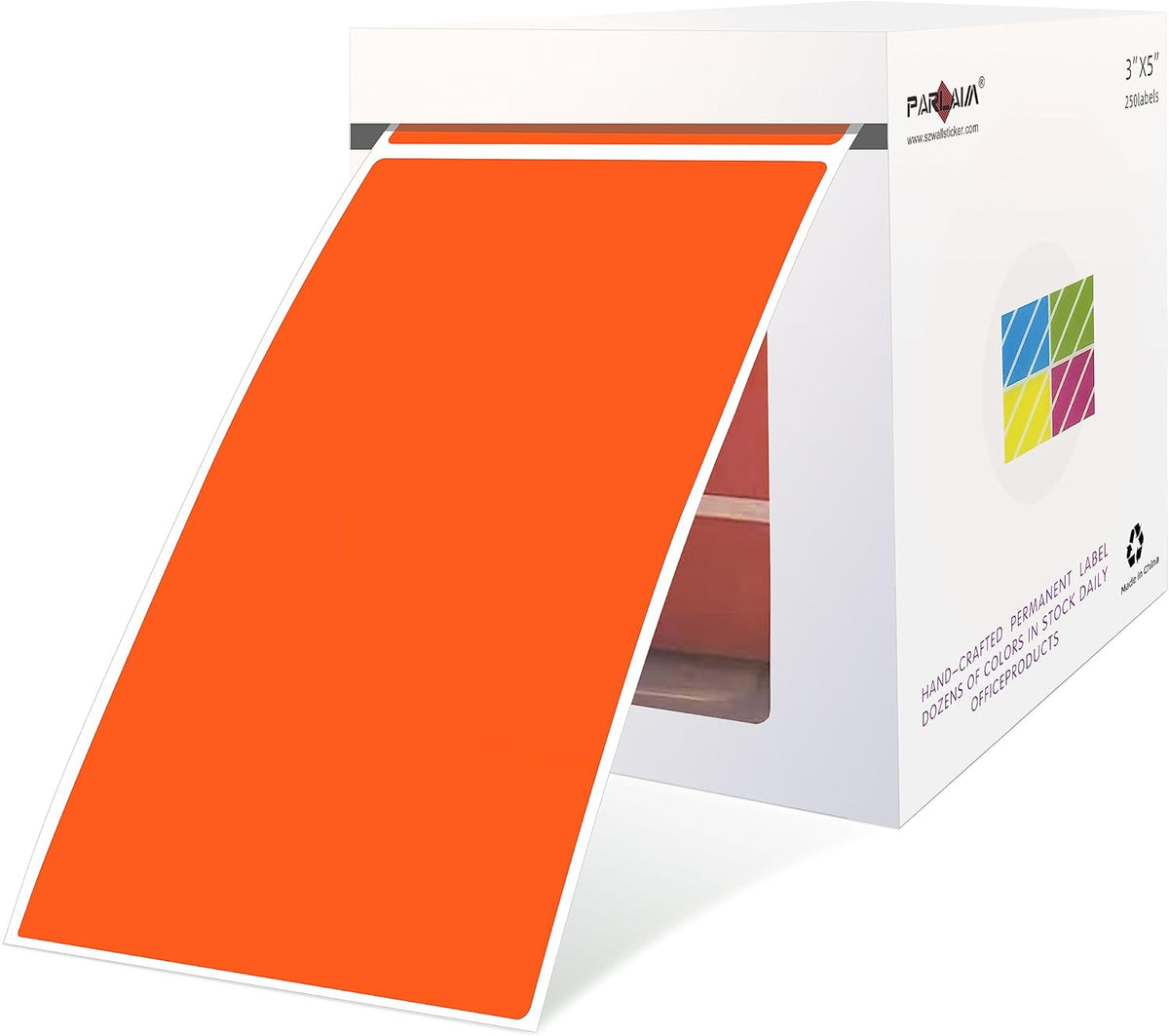 PARLAIM 5 X 3 inch Rectangle Inventory Labels Color Coding Stickers, 250PCS Permanent Sticker for Warehouse Moving Box Square Label (Salmon)